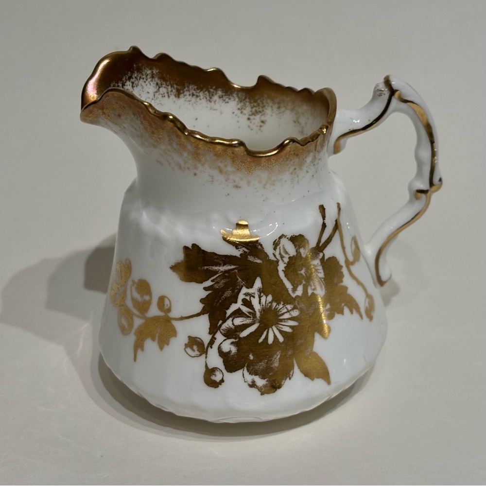 Hammersley Gold Floral Brushed Gold Trim Bone China Mini Creamer England 4912